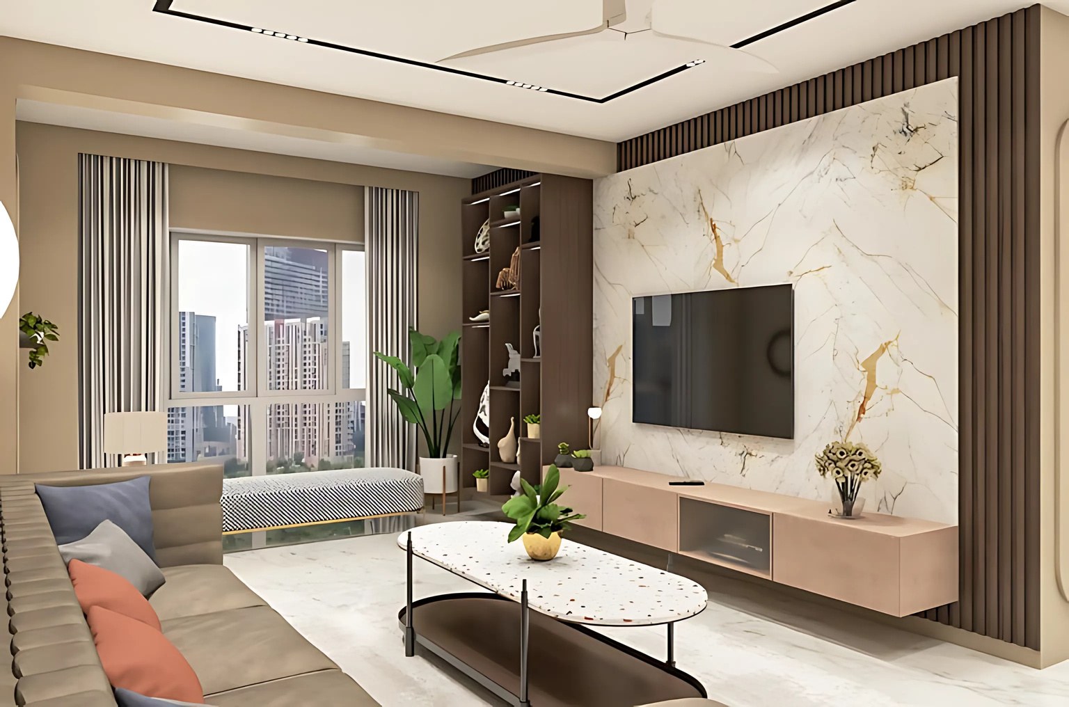 Raj Madhur Borivali living room by Dhruv Designs